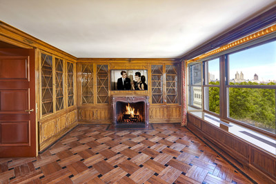 One of the residence’s two, wood-burning fireplaces is located in the gentleman’s study. It is one of only 10 units in an ultra-exclusive building on NYC’s 5th Avenue. NewYorkLuxuryAuction.com.