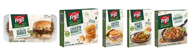 Fry's products available at Sprouts: Chick'N Nuggets, The Big Fry Burger, Chick'N Patties, Breakfast Links, Pea Protein Grounds
