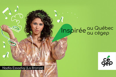 Publicité Cégep Nadia Essadiqi, alias La Bronze (Groupe CNW/Fédération des cégeps)