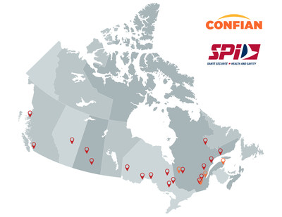 Emplacements de SPI et Confian  travers le Canada (Groupe CNW/SPI Sant Scurit)