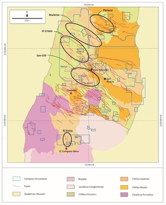 Figure 1 - Zacatecas Silver Corp Concessions and Target Areas (CNW Group/Zacatecas Silver Corp.)