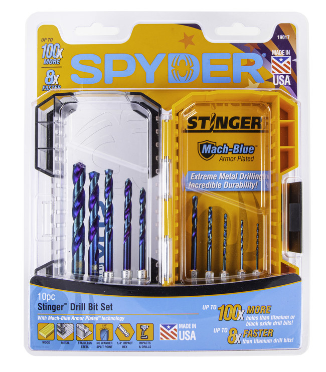 Spyder Mach-Blue armor plated drill bits are available as a home center exclusive at Lowe's.
