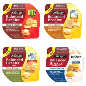 Sargento Foods, in Partnership with RITZ®, TRISCUIT® and WHEAT THINS®, Introduces Balanced Breaks® Cheese &amp; Crackers Snacks