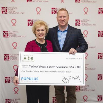 Janelle Hail, Founder and Chief Executive Officer and her son Kevin Hail, President and Chief Operating Officer at NBCF accept Populus’s donation
