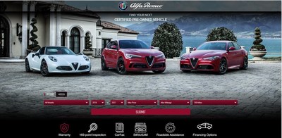 The alfaromeousacertified.com website allows customers to locate, research and purchase a certified pre-owned vehicle, all from the comfort of their home.