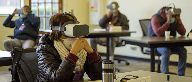 Western State Hospital staff taking part in the hospitals new virtual reality supplemented employee training program.