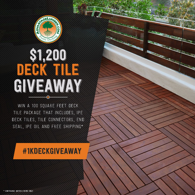 AdvantageLumber.com Celebrates 10 Years of Manufacturing and Selling Ipe Wood Deck Tiles With a $1,200 Deck Tile Giveaway.
