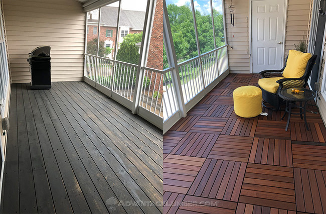 Ipe wood deck tiles are very versatile and can be used to easily renovate and old concrete patio, balcony deck, rooftop decks and more.