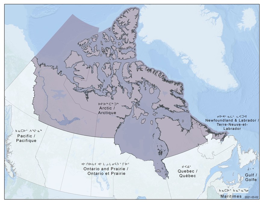 Arctic Region Canada Map Fisheries And Oceans Canada And Canadian Coast Guard Confirm New Regions'  Boundaries To Improve Services To The Arctic