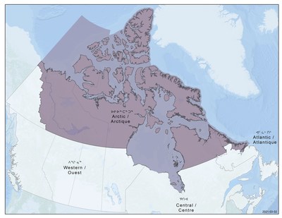 Carte de la Rgion de l'Arctique de la Garde ctire canadienne (Groupe CNW/Pches et Ocans Canada - Rgion du Centre et Arctique)