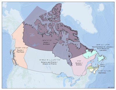 Cartes des Rgions de Pches et Ocans Canada (Groupe CNW/Pches et Ocans Canada - Rgion du Centre et Arctique)