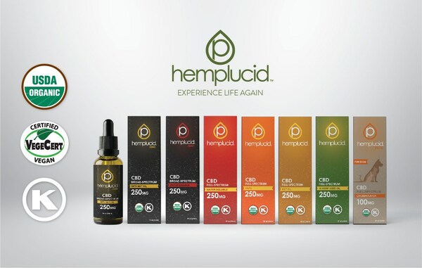A lineup of USDA organic CBD products by Hemplucid.
