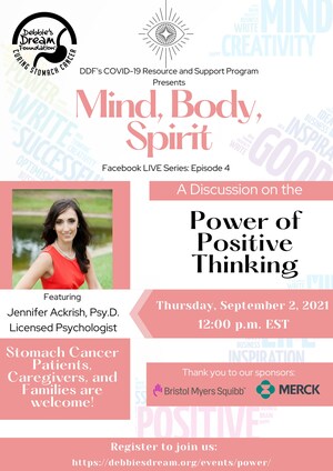 Debbie's Dream Foundation: Curing Stomach Cancer Adds Mind, Body, Spirit Facebook LIVE Series to Its COVID-19 Resources and Support Program