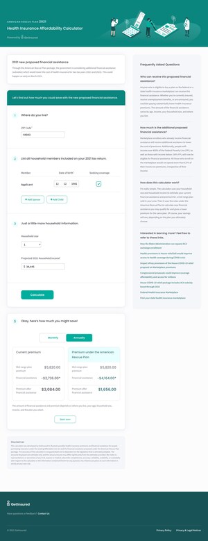 GetInsured Launches Consumer Tool to Show Americans Their Health Insurance Savings Under the American Rescue Plan Legislation
