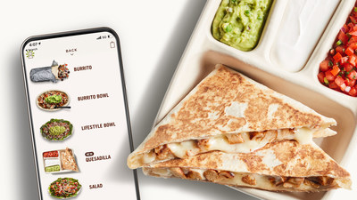 Chipotle's Hand-Crafted Quesadilla is folded and pressed using a new custom oven in Chipotle’s Digital Kitchen, which melts the cheese perfectly and enables restaurants to make Quesadillas more quickly and conveniently. The menu item is cut into triangular pieces and served in 100% compostable packaging that allows guests to pick three salsas or sides, including fresh tomato salsa, sour cream, or hand-mashed guac for a little extra.