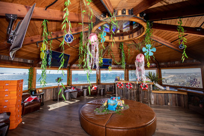 SpongeBob’s entertainment room boasts panoramic views of the Southern California shoreline.