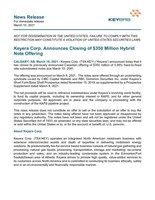 Keyera Corp. Announces Closing of $350 Million Hybrid Note Offering