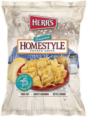 Herr's limited-time 75th anniversary Homestyle Potato Chip has its roots in the company's first potato chips, which were originally hand-cut.