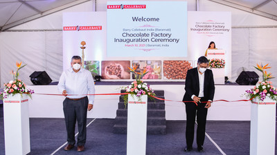 (From left to right) Amol Nayak, Plant Manager for Barry Callebaut India, and Dhruva Jyoti Sanyal, Managing Director for Barry Callebaut India, officiating the chocolate factory’s opening, which marks an important step forward in advancing its business across more regions of India.