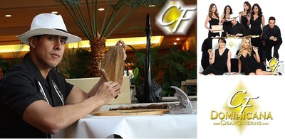 Cigar Roller rolling cigars at wedding reception. CF Dominicana provides cigar rollers in 29 cities and inviting partnership with cigar friendly establishments (CNW Group/CF Dominicana Cigars)