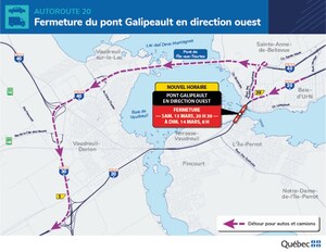Autoroute 20, dans le secteur du pont Galipeault à L'Île-Perrot - Démantèlement d'une passerelle piétonne temporaire