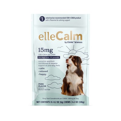 ElleVet Sciences clinically-proven pet CBD+CBDA announces new retail  product line "ellePet."   Available for all size dogs, "elleCalm" for dogs with stress.
