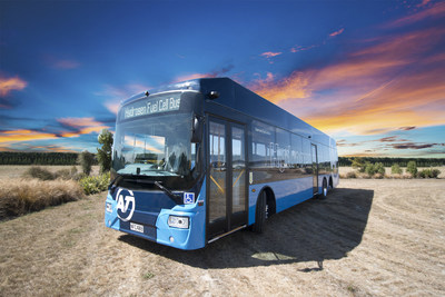 Global Bus Ventures first Fuel Cell Electric Bus, powered by a Ballard FCmove® fuel cell module, is planned to be deployed with Auckland Transport in New Zealand (CNW Group/Ballard Power Systems Inc.)