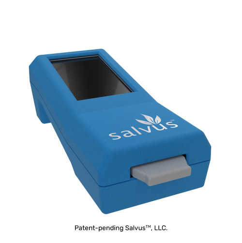 The Salvus™ detection system consists of a lightweight, handheld analyzer and a disposable cartridge – both patent pending – that is adaptable to many point-of-care and on-site uses ranging from airports and health care facilities to farm fields, tanks and animal enclosures.