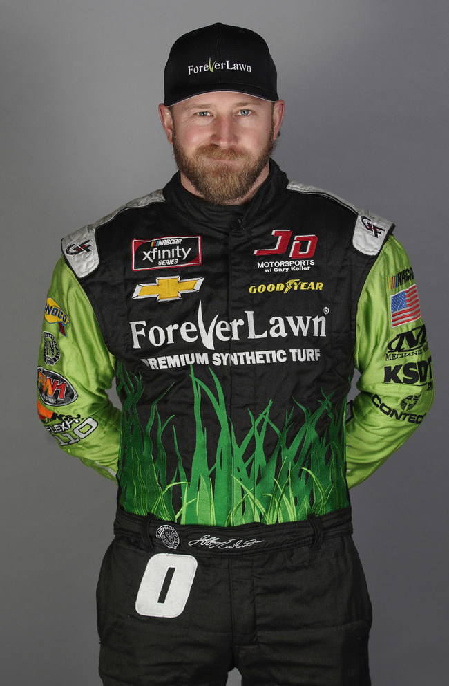 Jeffrey Earnhardt drives for ForeverLawn on team JD Motorsports in 15 races during the 2021 NASCAR Xfinity series.