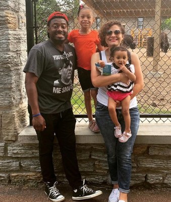 U.S. Army veteran Racheal Robinson poses with her family. Racheal received assistance from the PenFed Foundation after her husband lost his job in early March 2020 at the onset of the pandemic.