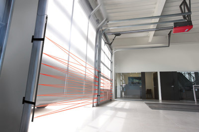 The LiftMaster Monitored Light Curtain provides an invisible 3-foot wall of protection, consisting of 22 monitored infrared cross-beams that span across the plane of the door for dependable, maximized safety up to 33 feet.