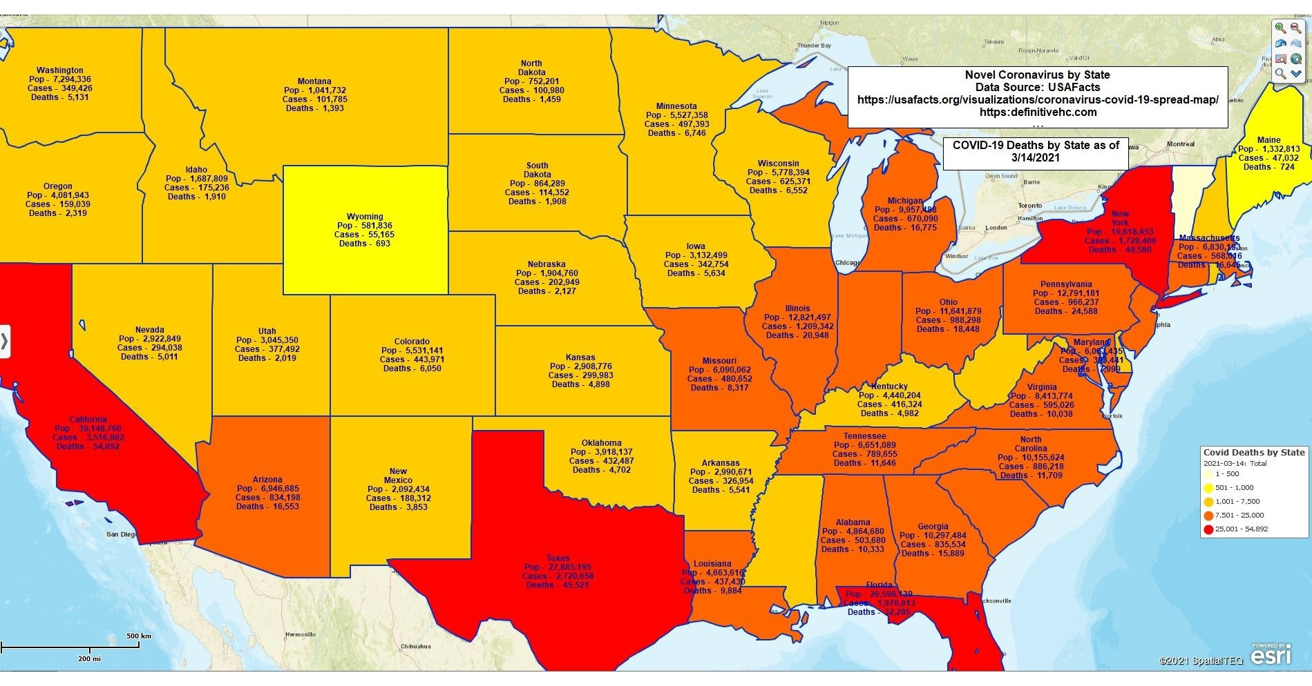 MapBusinessOnline Issues USA Map Update of COVID-19 Vaccination Progress