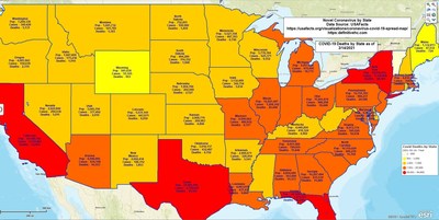 MapBusinessOnline COVID-19 Fatalities by County Released as a Time-lapse Map