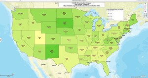 MapBusinessOnline Issues USA Map Update of COVID-19 Vaccination Progress