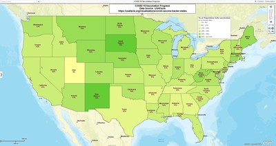 MapBusinessOnline COVID-19 Full Vaccination Color-coded Status Map by State