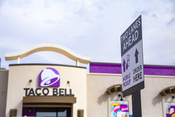 Taco Bell is reinventing what it means to be a restaurant of the future with a multitude of new design formats, including this Go Mobile in Ponca City, Oklahoma, as it plans to have 10,000 restaurants open globally this decade.