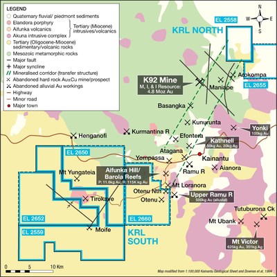 KRL's overall exploration package (CNW Group/Kainantu Resources Ltd.)