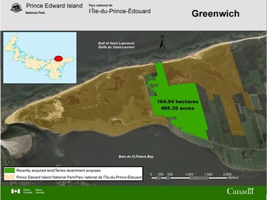 Carte du parc national de l'le-du-Prince-douard  Greenwich (Groupe CNW/Parcs Canada)