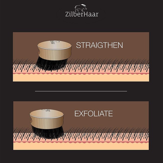 How the ZilberHaar Slanted Military hair brush for men works to exfoliate and massage epidermis