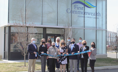 Representatives from First Commonwealth, the Greater Lehigh Valley Chamber of Commerce and local legislators celebrated the grand opening of First Commonwealths flagship Financial Center in Trexlertown, PA.