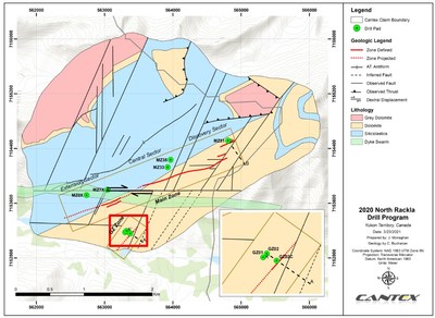 Figure 1.  Map of the Main and GZ Zones (CNW Group/Cantex Mine Development Corp.)