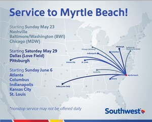 Book Today: Southwest Airlines Takes Off For Myrtle Beach, S.C, Beginning May 23; Fares As Low As $69 One-Way, And Golf Bags Fly Free!*