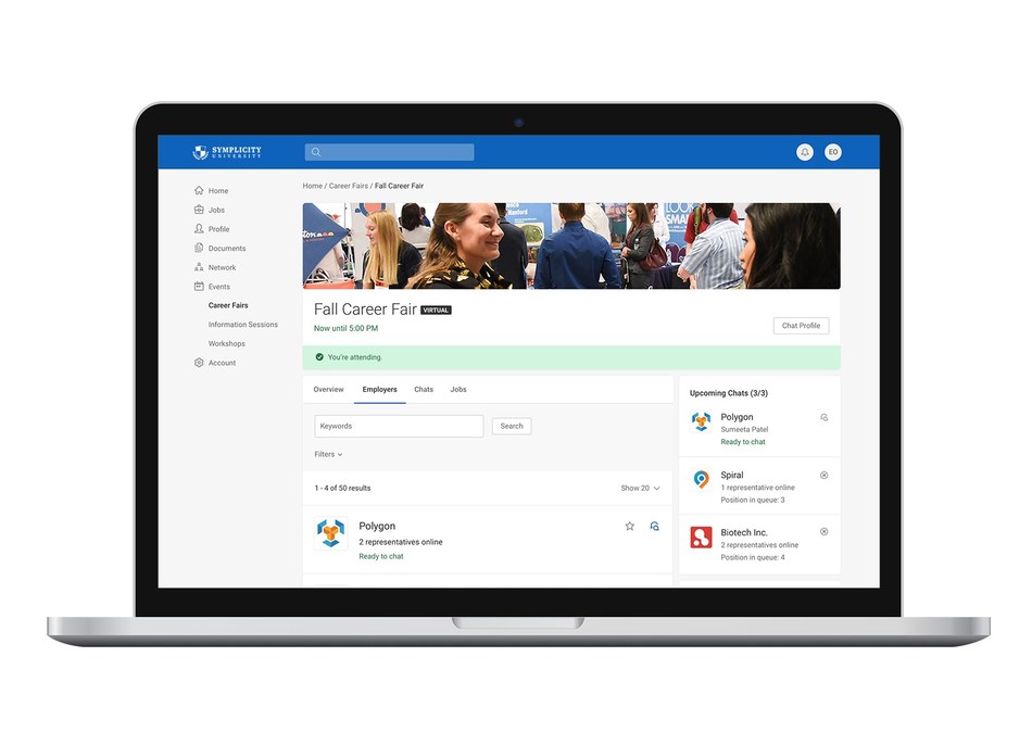 With Symplicity Virtual Career Fairs, nearly 3,000 fairs have been held worldwide connecting 138,000 students to high quality, early career jobs.