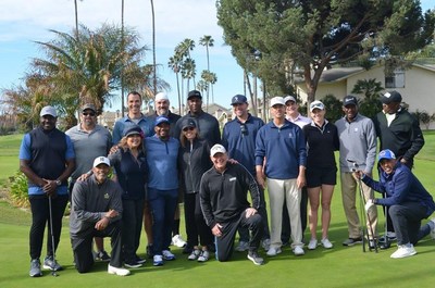 Shari Brasher, CEO of Fresh Start Surgical Gifts, host Alfonso Ribeiro and some of the event's celebrity participants at the golf event in 2020. (Gilda Adler)