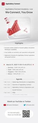 Agenda of AppGallery Connect AcademyLive on March 31st