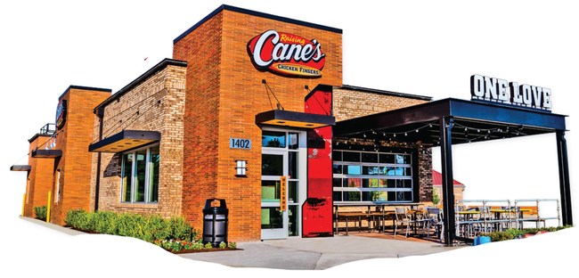 Founded in 1996 with a single location in Baton Rouge, La., Raising Cane's Chicken Fingers today operates 547 restaurants in 29 states and four foreign countries.
