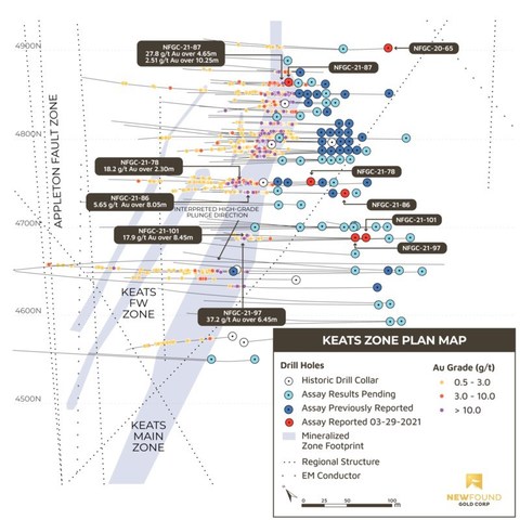 Figure 2. Keats Plan View (CNW Group/New Found Gold Corp.)