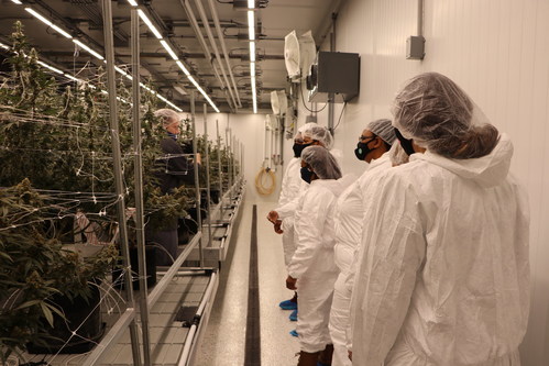 Fluresh Accelerator participants on a tour of Fluresh's Grand Rapids facilities during the mentorship program's first session on February 26, 2021.