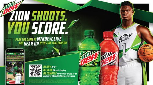 MTN DEW® Launches New Mobile Game "Zion Shoots. You Score." by Giving Fans a Chance to Play Live with Zion Williamson