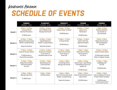 Kindness Arizona schedule of events